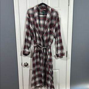 Lauren Ralph Lauren Red and Green Plaid white Monogram Robe